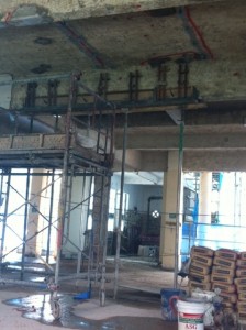 Formwork with grouting pipes